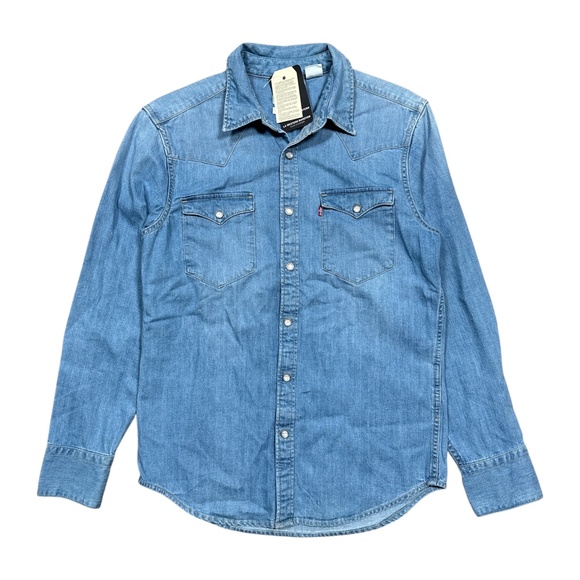 Levi's Other - NWT Levi's Barstow Western Standard Pearl Snap Button Blue L/S Shirt Mens Small